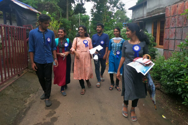 Antibiotic Smart Communities Project: Volunteers visiting houses for assessment and education on environment sanitation, before the annual monsoon rains. Photo: ReAct Asia Pacific.