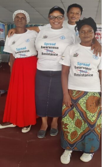 Few of the women from the church with Sarah Kalufyanya, Community Engagement Lead at ReAct Africa.