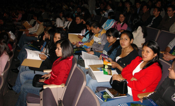Participants at the international meeting in Cuenca, Ecuador in 2008. Mainly women in this views.