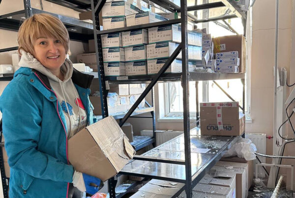 Alla Kuzhel, chief nurse, working in a warehouse of medical supplies. Photo: Private.